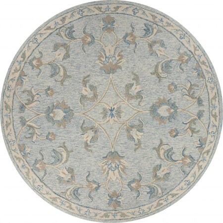 Palacedesigns 7 in. Round Filigree Area Rug - Blue & Cream PA3102610